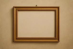 "Quadro dourado vazio simbolizando a ressignificação de experiências mentais pela PNL