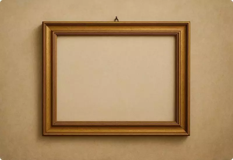 "Quadro dourado vazio simbolizando a ressignificação de experiências mentais pela PNL