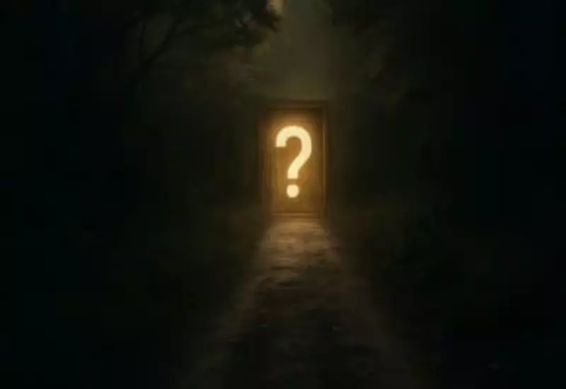 Representação visual da curiosidade como uma estrada escura iluminada por um ponto de interrogação.