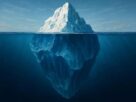 "Imagem de um iceberg onde a maior parte está submersa, simbolizando a disciplina e o esforço invisível por trás do sucesso"