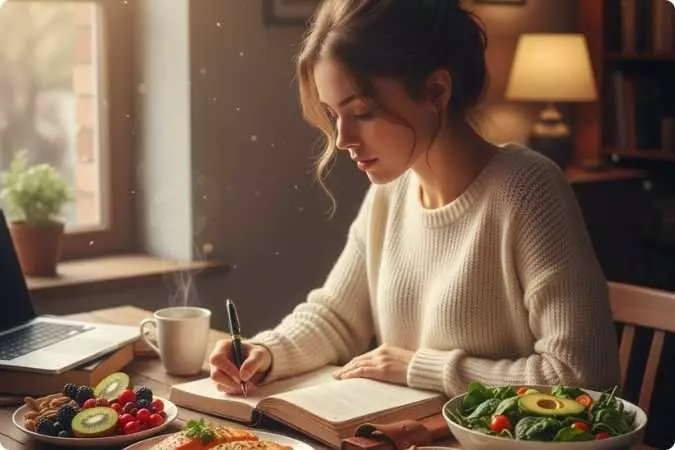 alimentos que turbinam o cérebro segundo Harvard – mesa com peixes, frutas vermelhas, nozes e vegetais verdes